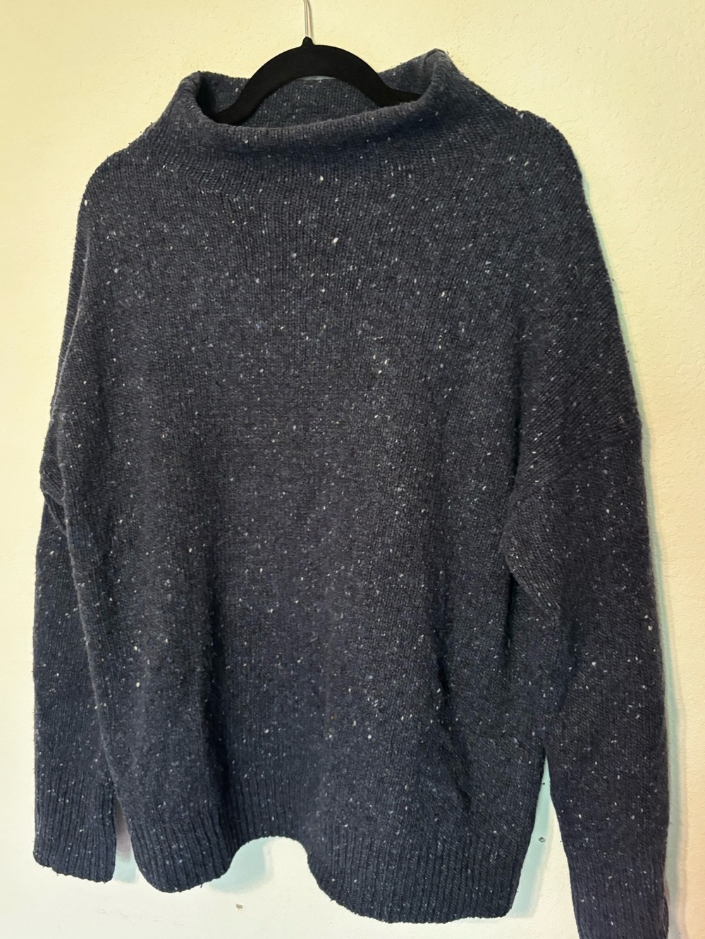 Vince Wool Alpaca Turtleneck Sweater | Size L | Charcoal Navy Speckled Oversized